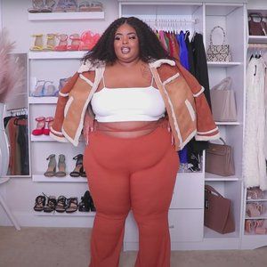 SI. Ribbed Brown Flare Pant + Tie Waist